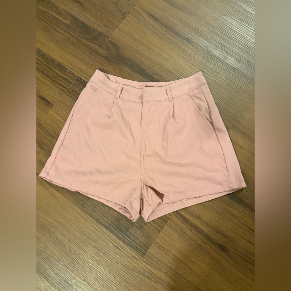 -SOLD-SHEIN Blush High-Waist Pleated Shorts